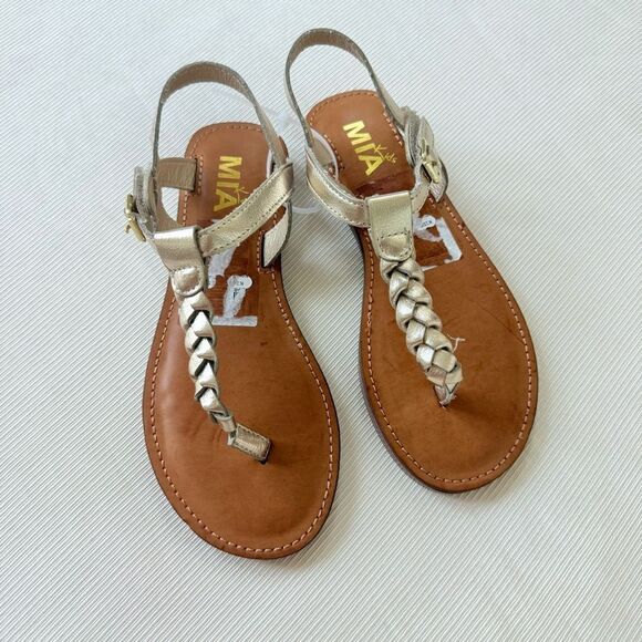MIA Girls Sandals Kids Shoes Golden Summer Fashion Braided size 3 - Picture 1 of 2